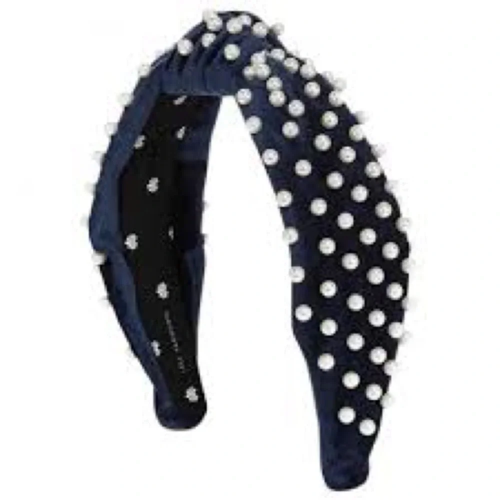 Lele Sadoughi Denim Headband with Pearls - Picture 1 of 6